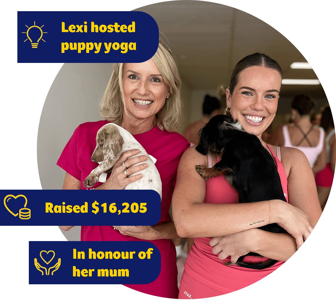 Lexi hosted puppy yoga, in honour of her mum and raised $16,205