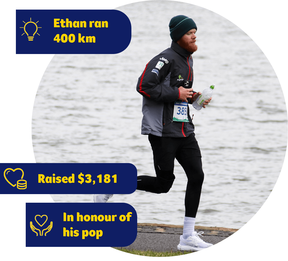 Ethan ran 400km , in honour of his Pop and raised $3,181